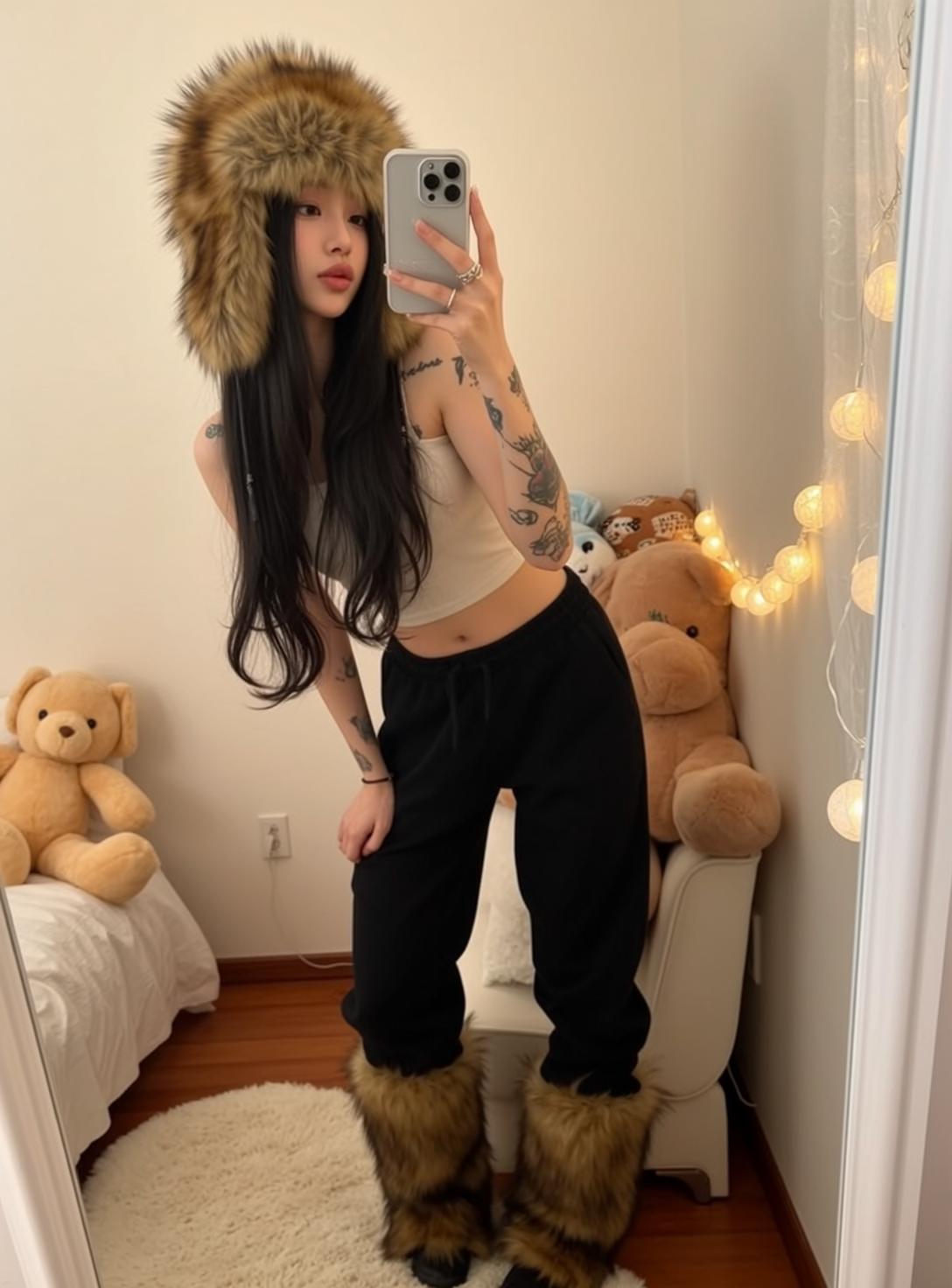 Y2k Young Long Dark Straight Fair White reference photo