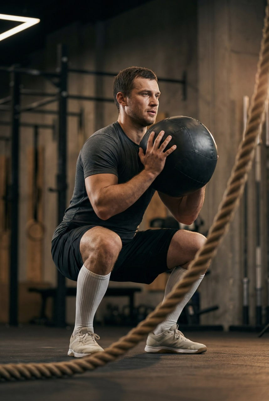 Modern Gym Cinematic Fitness Squat Man