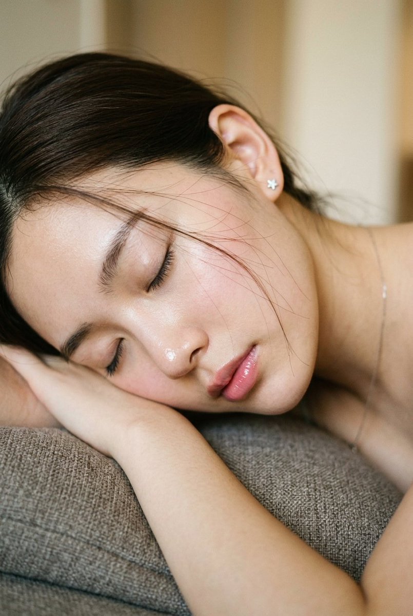 Serene Profile Portrait Dewy Makeup Stray Strands
