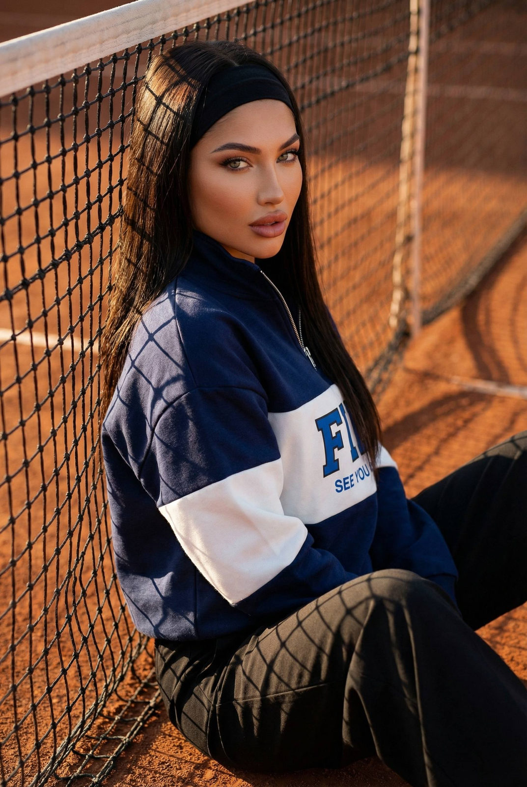Tennis Court Fashion Portrait Confident Pose