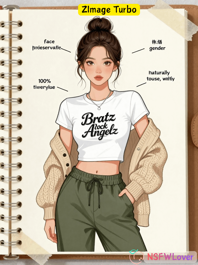Olive Sweatpants White Tee Notebook Background reference photo