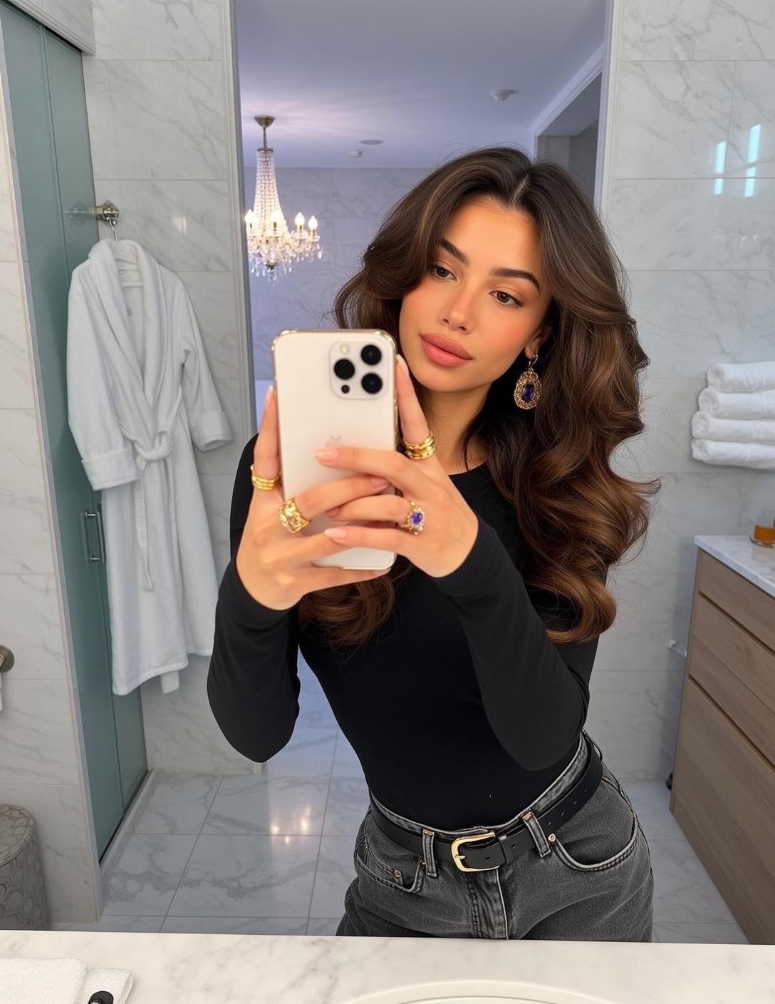 Black Top Bathroom Selfie reference photo