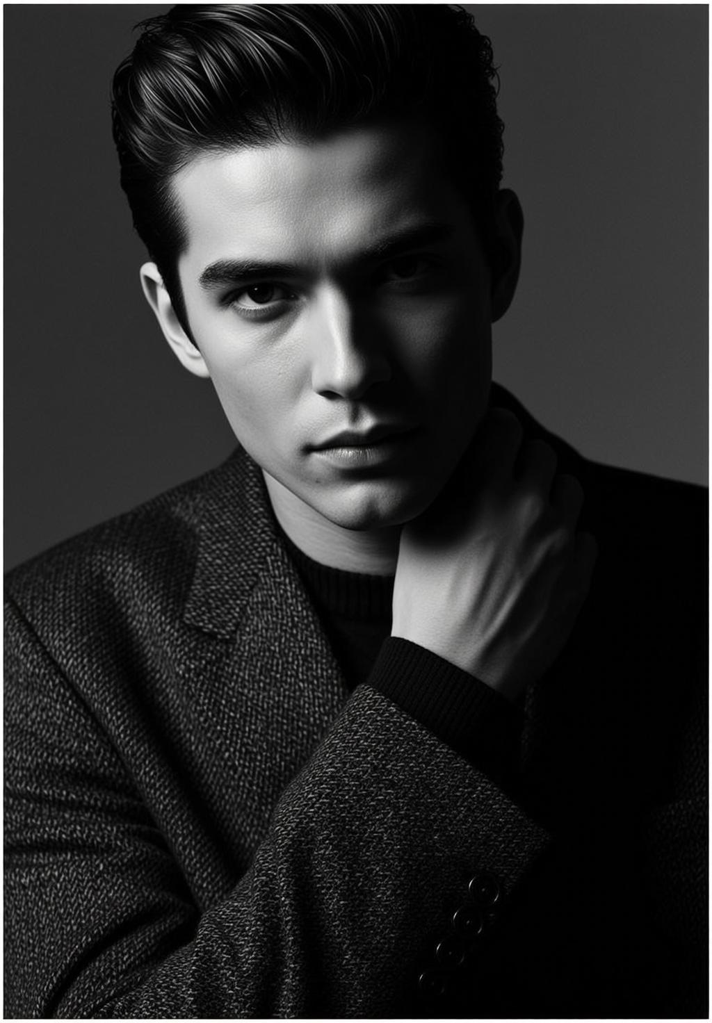 Photorealistic Portrait Young Man Facing Slightly Left With His Right reference photo