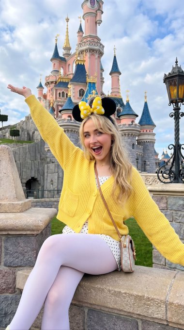 Yellow Cardigan Minnie Mouse Castle Fairytale Scene