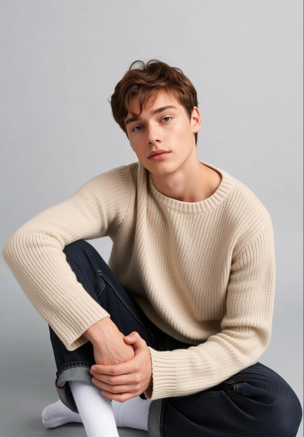 Cream Sweater Studio Portrait reference photo