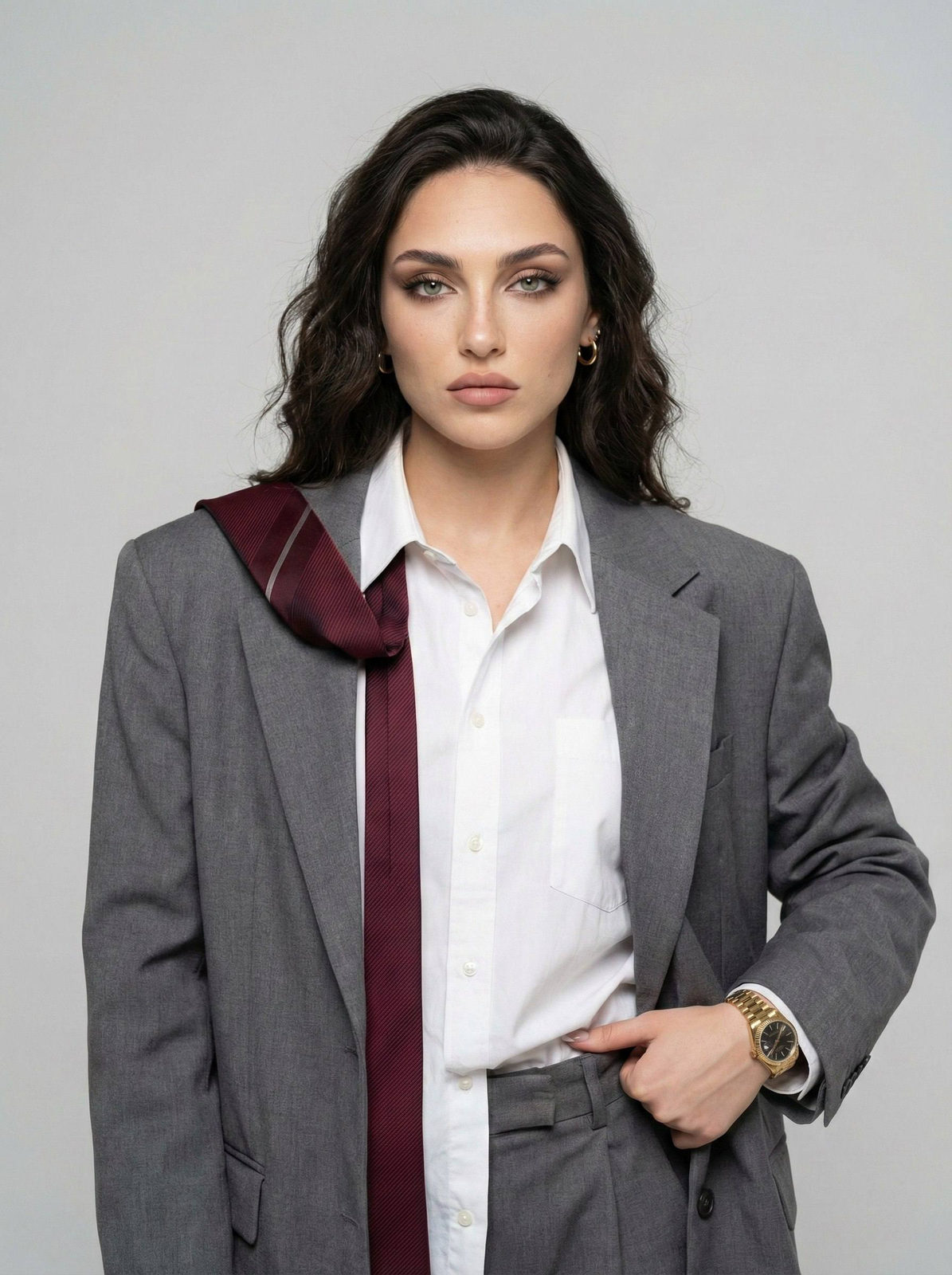 Realistic Woman Studio Portrait Waist Up