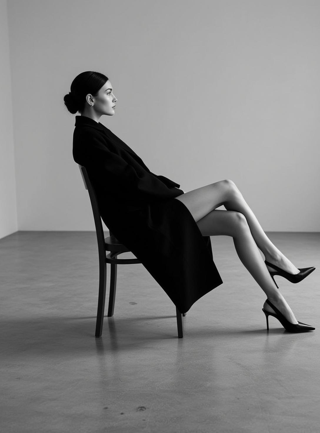 Black And White Medium Shot Horizontal Orientation Photograph Captures Woman reference photo