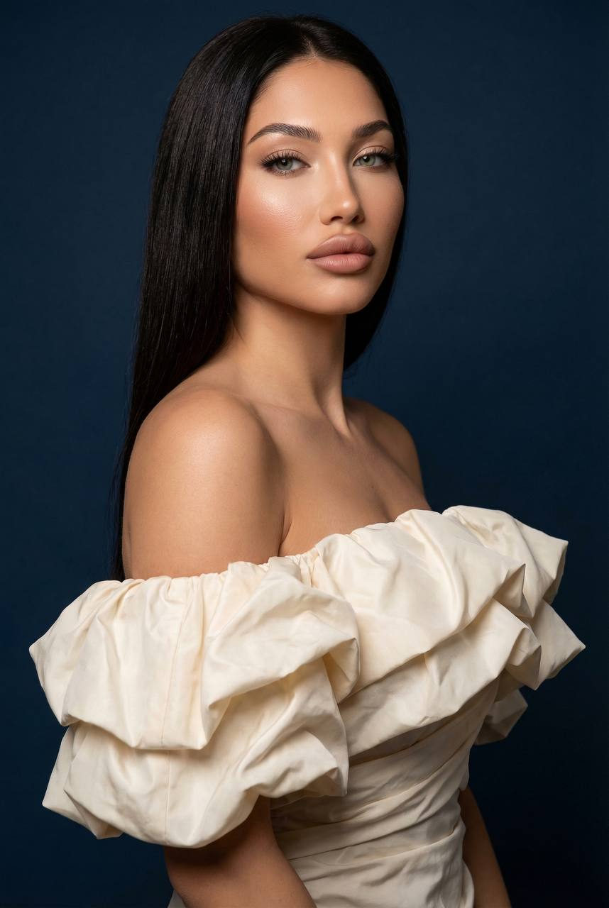 Realistic Studio Portrait Cream Dress