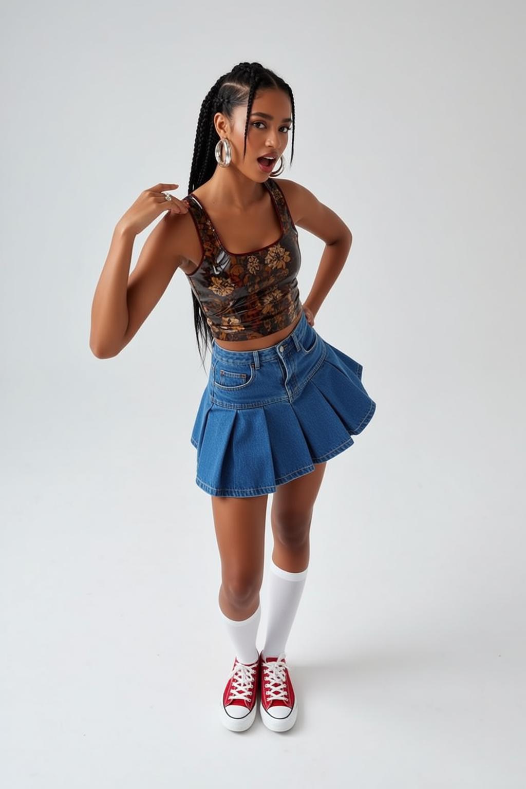 Brown Patterned Tank Top Studio Portrait reference photo