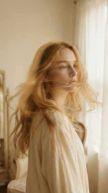 Ethereal Woman Motion Golden Light Sepia