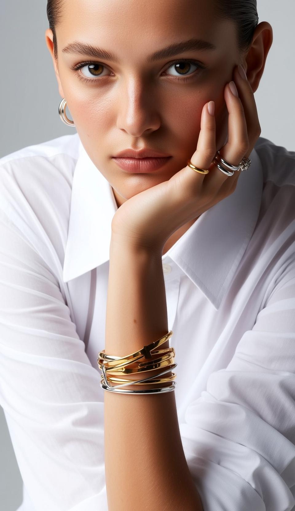Luxury Young Pulled Back Fair White Collared reference photo