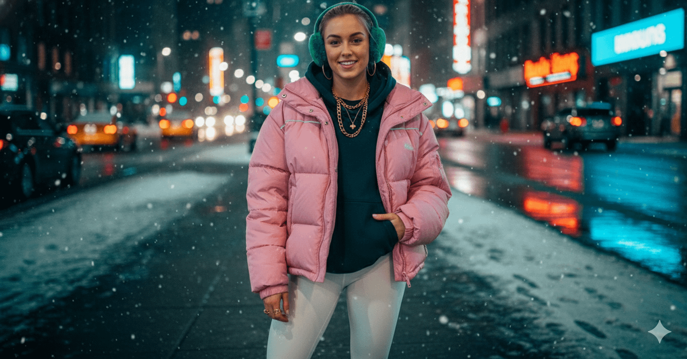 Winter Urban Night Streetwear Fashion Editorial reference photo
