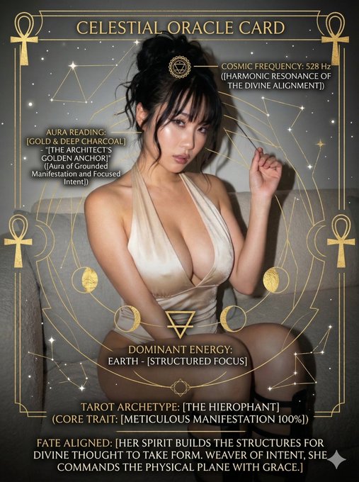 Champagne Satin Dress Celestial Oracle Card Scene