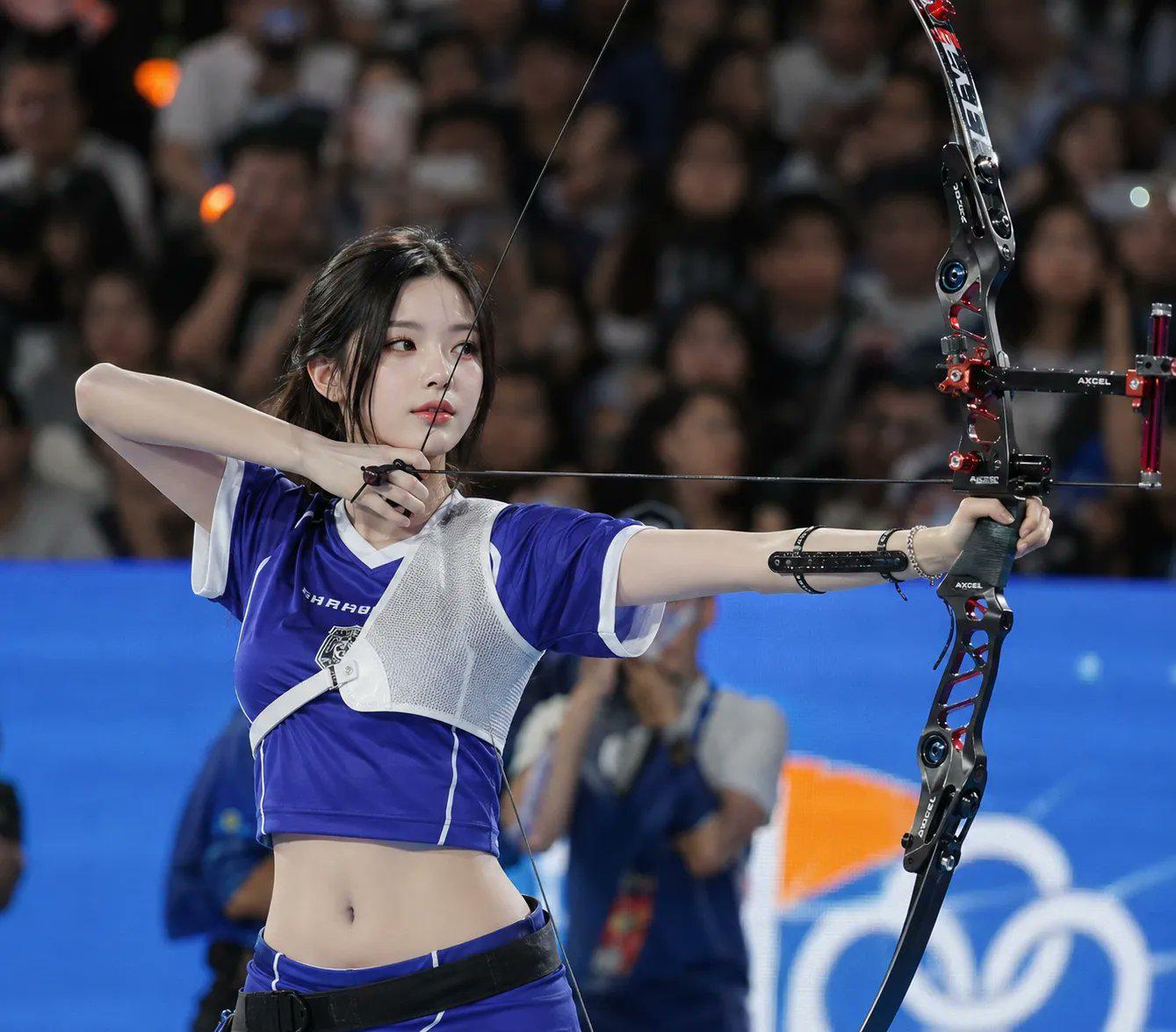 Young Archer In Royal Blue Jersey Indoor Arena reference photo