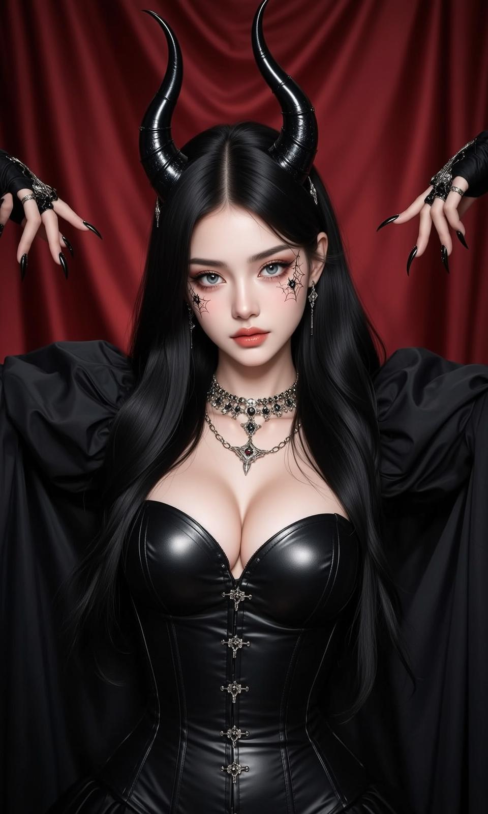 Black Corset Devil Horns reference photo