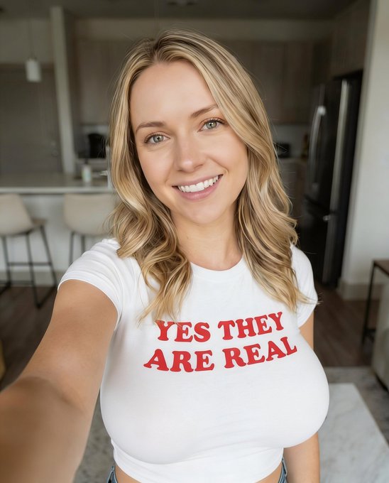 Selfie White T Shirt Kitchen Counter Soft Lighting