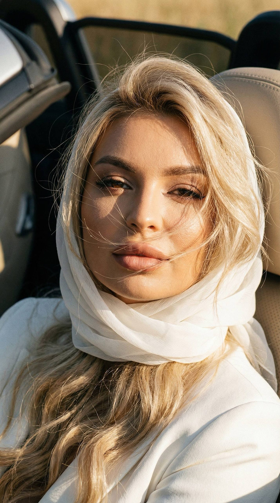 Realistic Girl Sports Car Cinematic Close Up