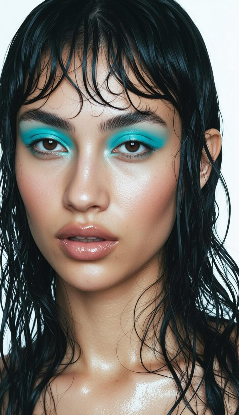Wet Hair Blue Eyes Beauty reference photo