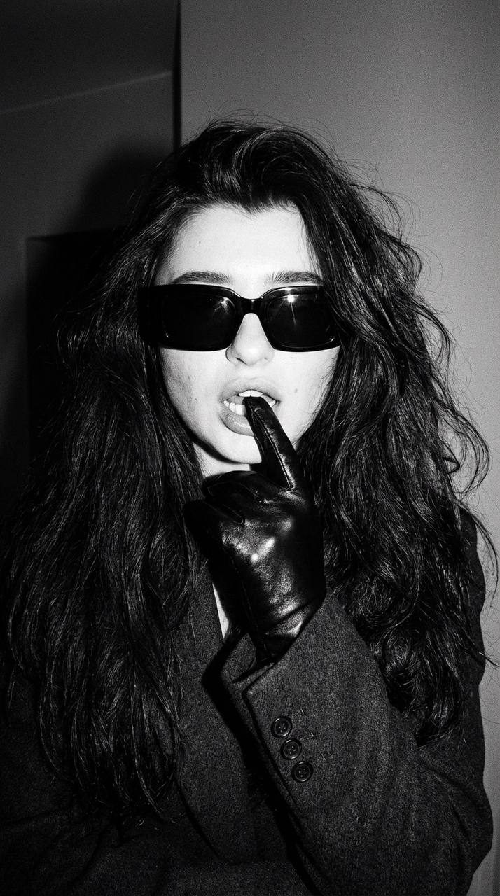 High Contrast Black White Fashion Portrait Rough Paparazzi