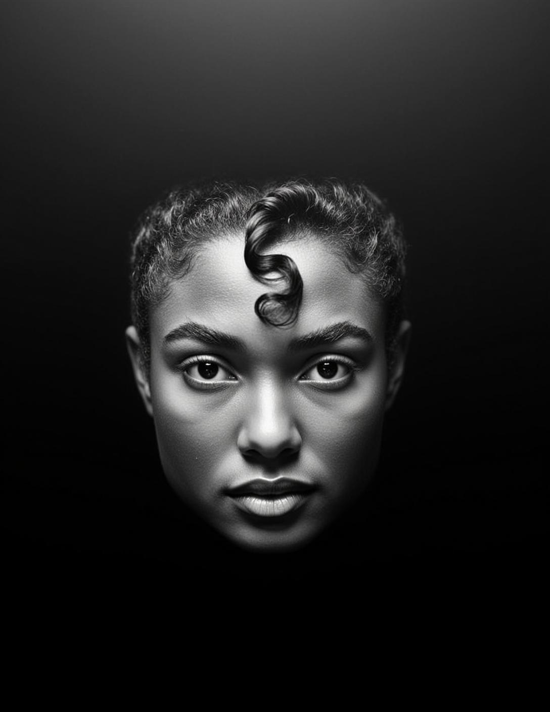 Headshot Portrait Young Black Woman Facing Forward With Neutral ...