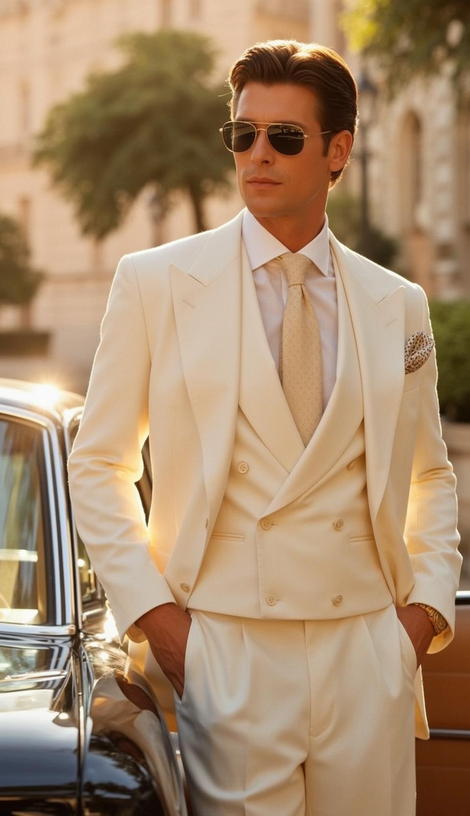 Cream Suit European Street reference photo