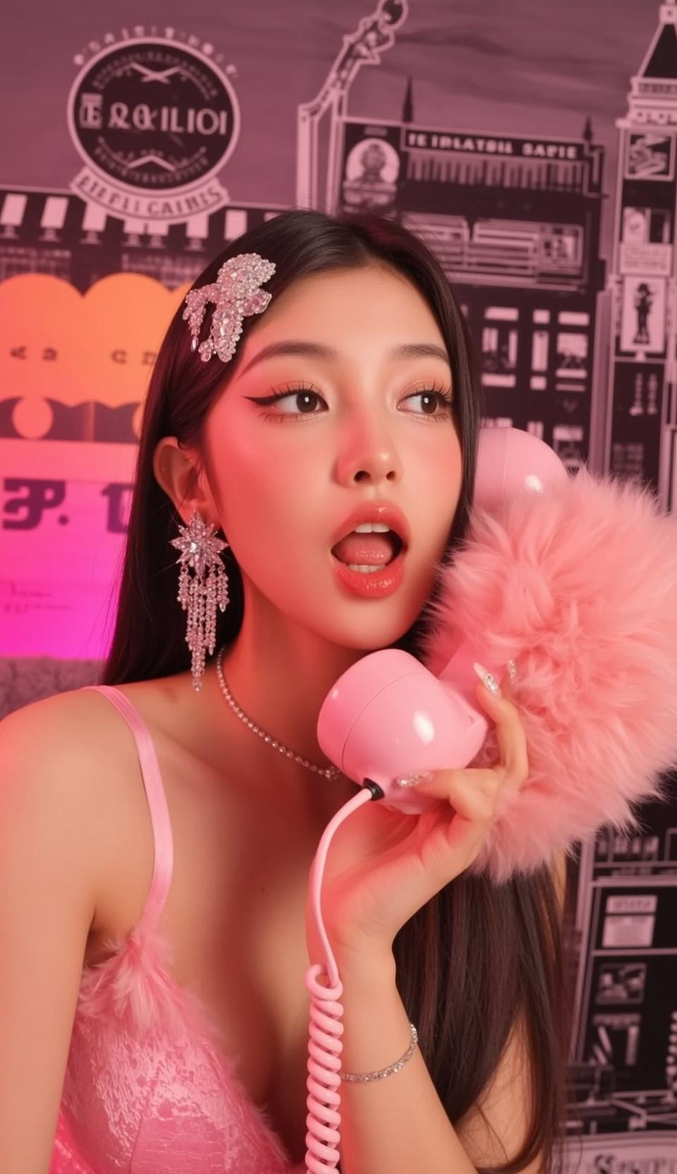 Pink Bralette Retro Phone reference photo