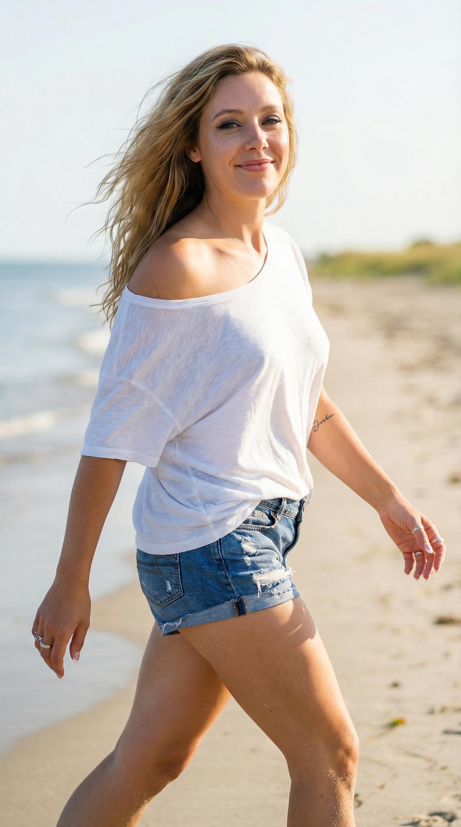 Playful Stroll on the Beach