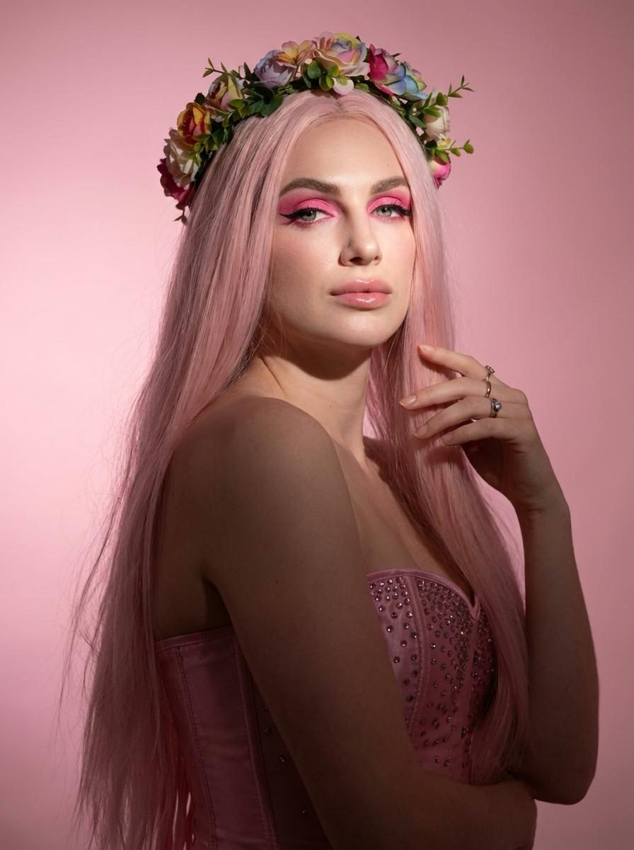 Glamour Fantasy Portrait Pink Gradient