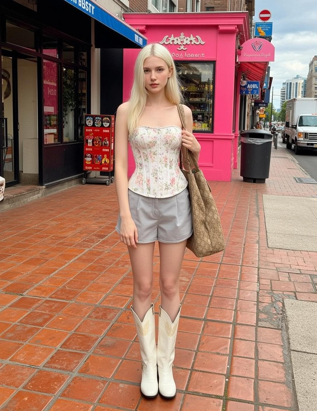 Balletcore Young Long Blonde Pale White Floral reference photo