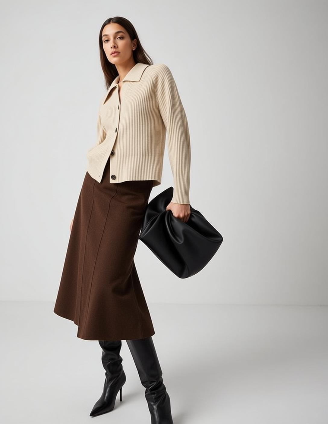Autumn Long Dark Straight Fair Beige Ribbed reference photo