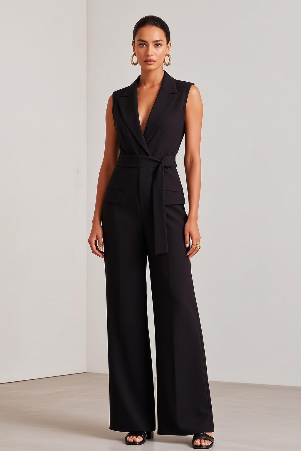 Luxury Pulled Back Bun Medium-toned Black Sleeveless reference photo
