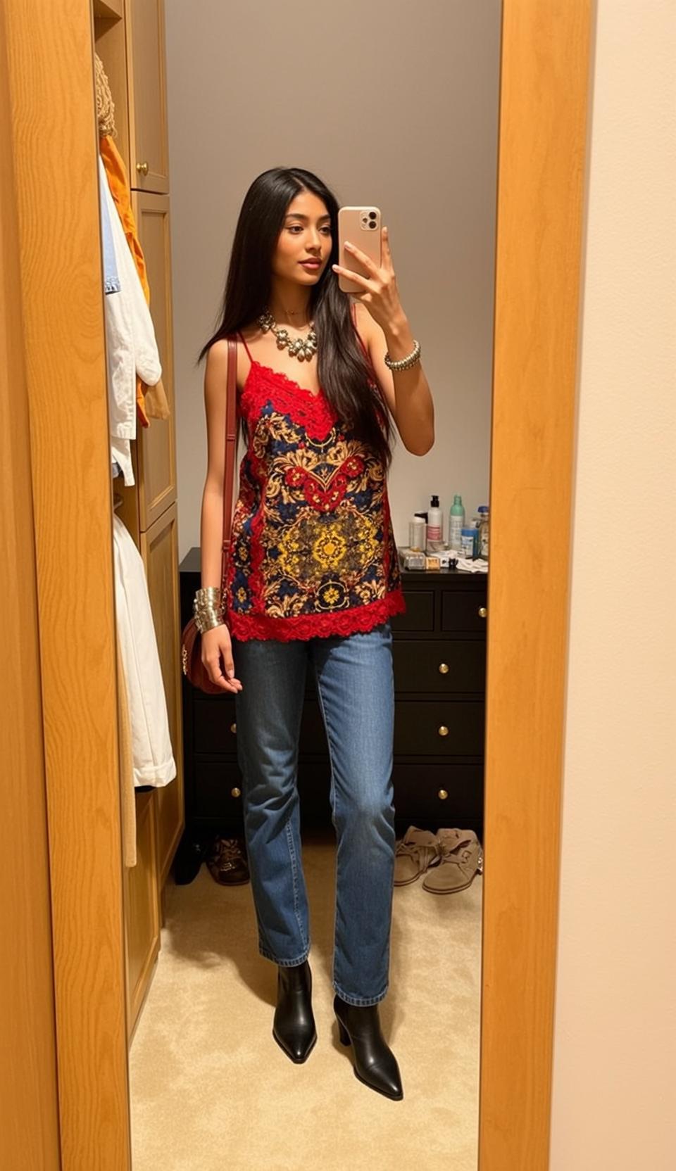 Baroque Camisole Mirror Selfie reference photo