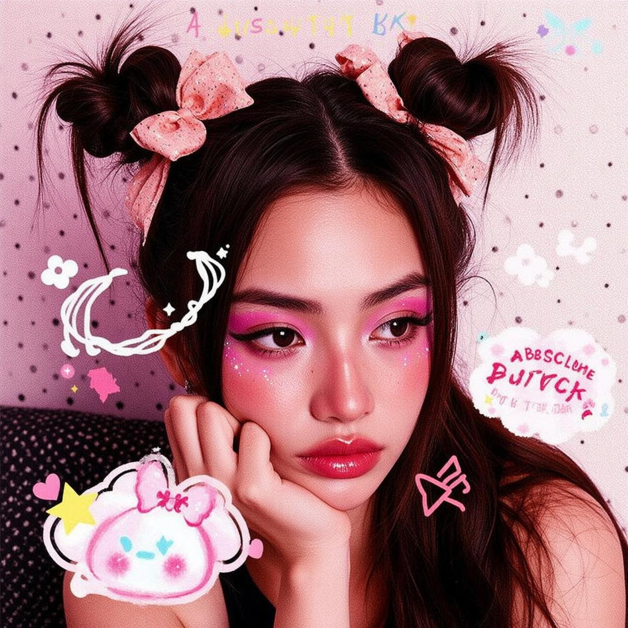 Explore Young Dark Brown Styled Two Buns reference photo