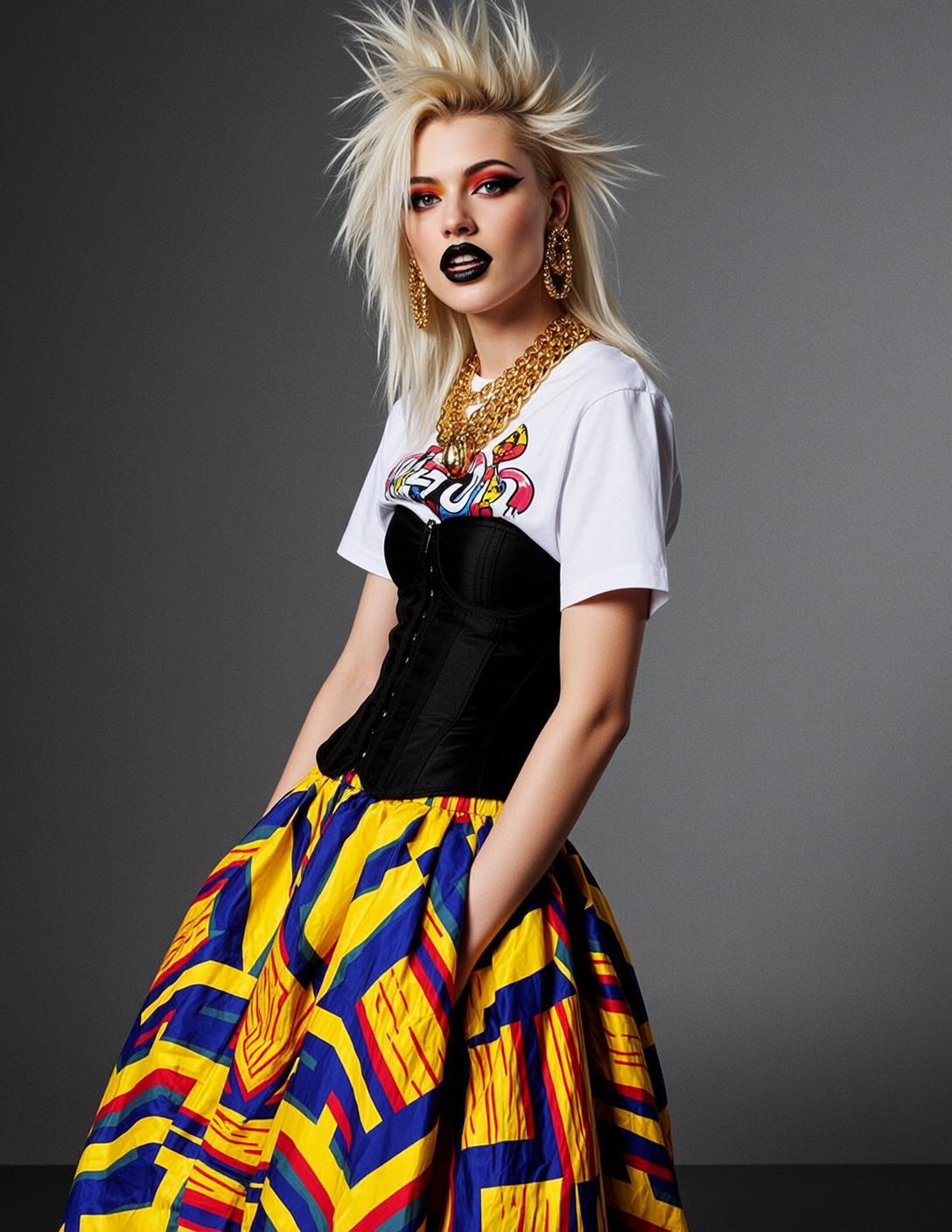 Punk Rock Girl Geometric Skirt Gold Hoops reference photo