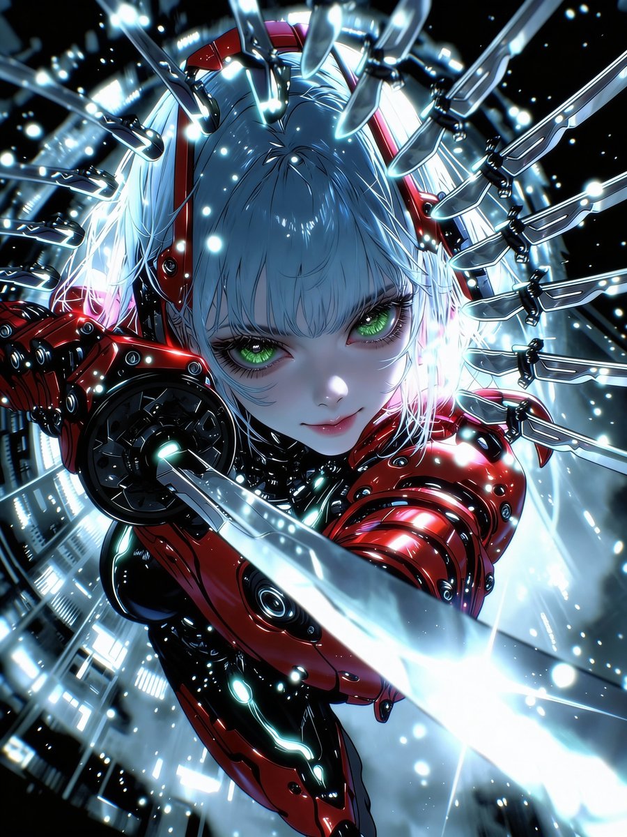 Realistic Female Cyborg Samurai 8k