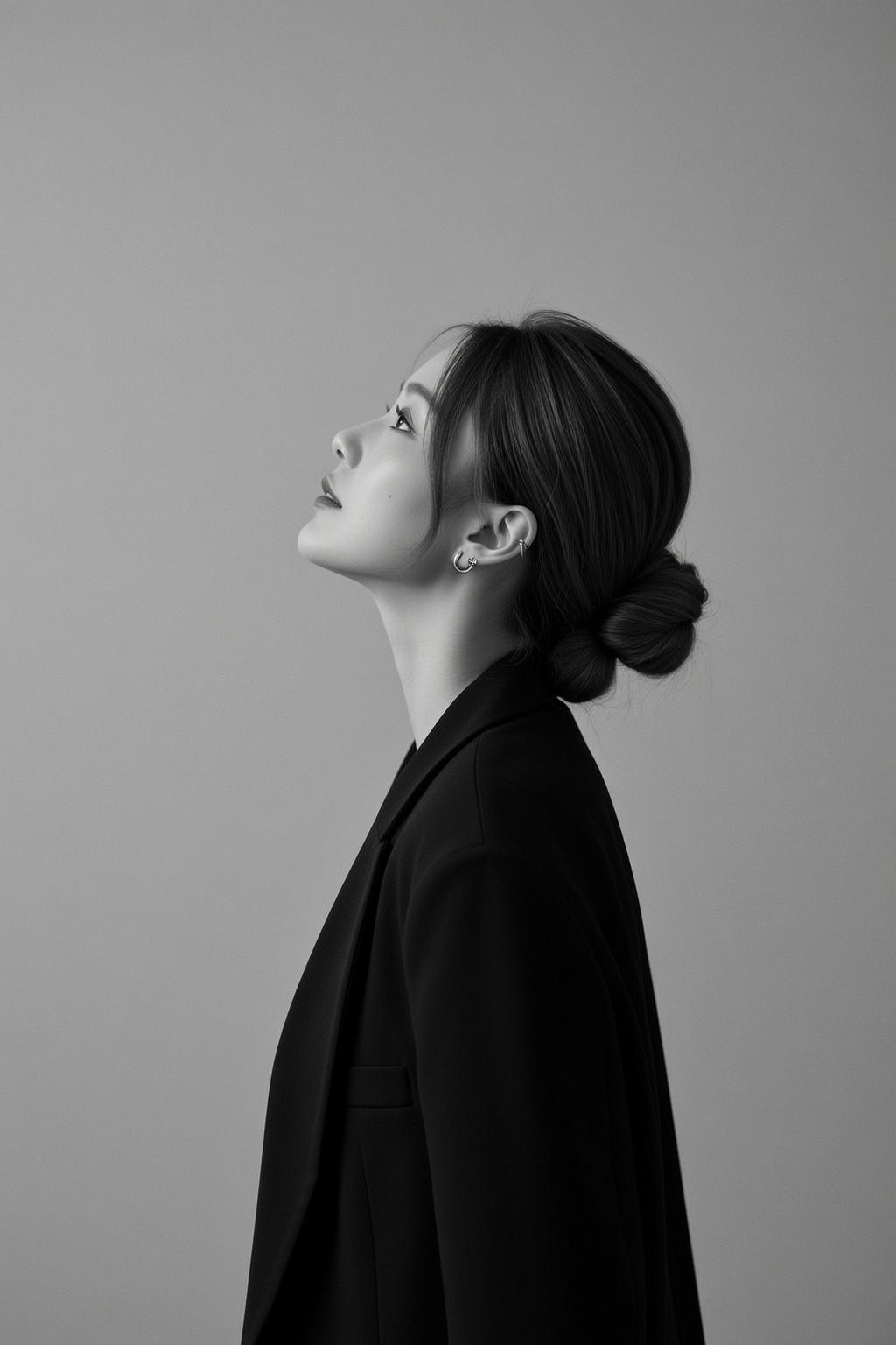 Luxury Young Dark Brown Pulled Back Bun reference photo