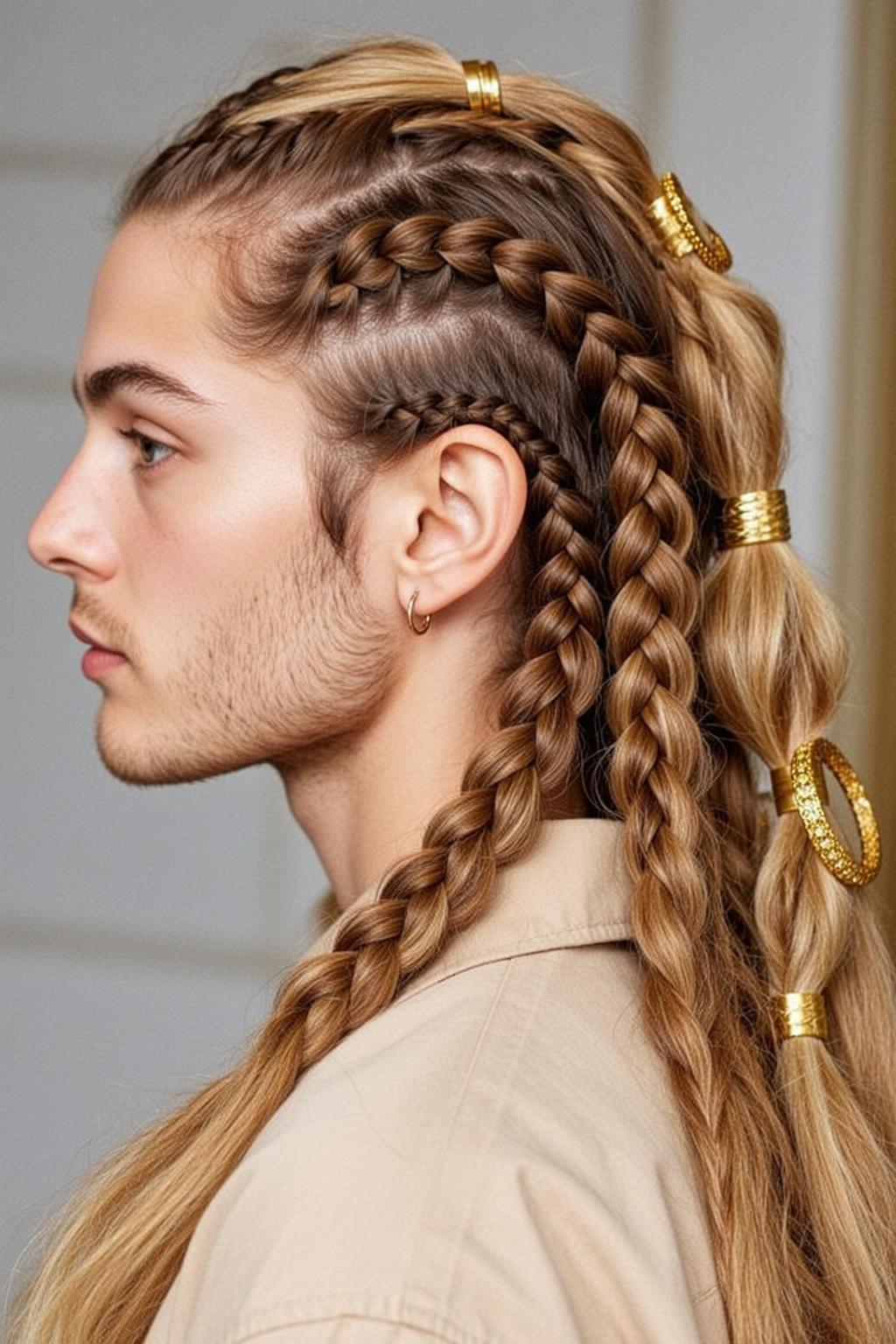 Blonde Braids Gold Rings Studio reference photo
