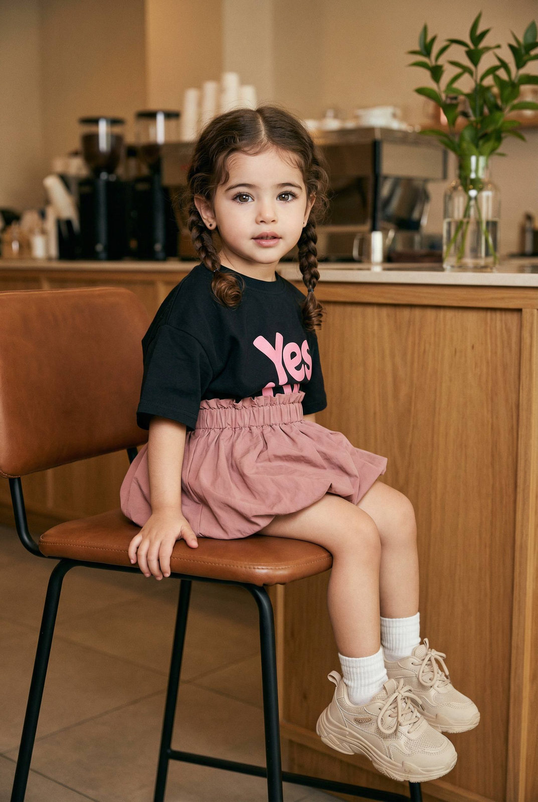 Girl Cafe Chair Candid Realistic Portrait