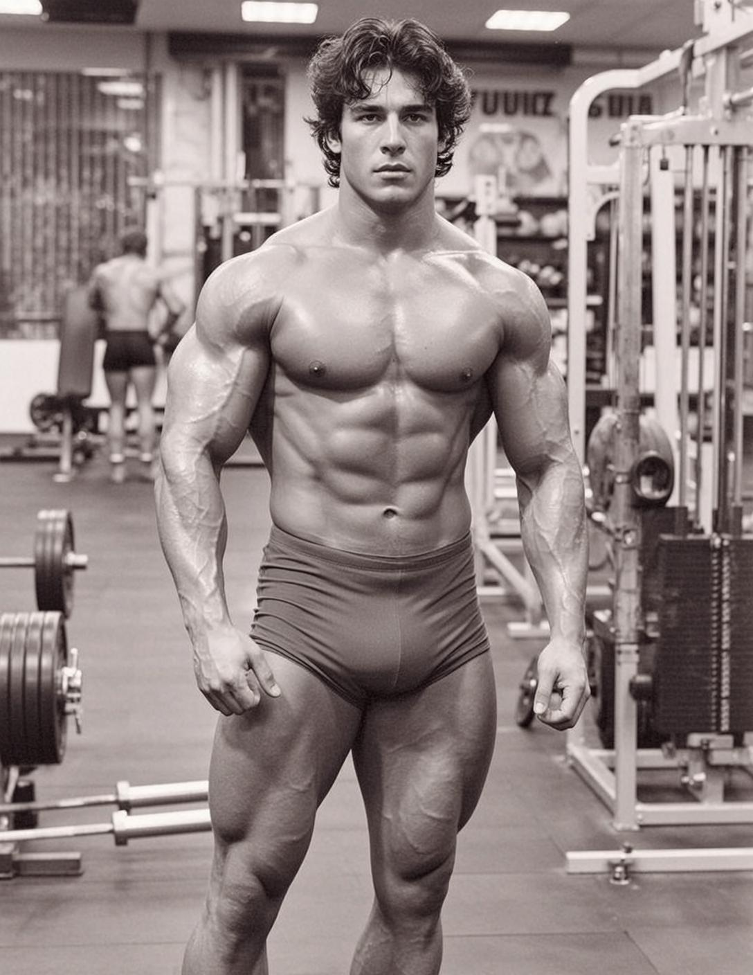 Muscular Dark Curly Medium Length Tan Red reference photo