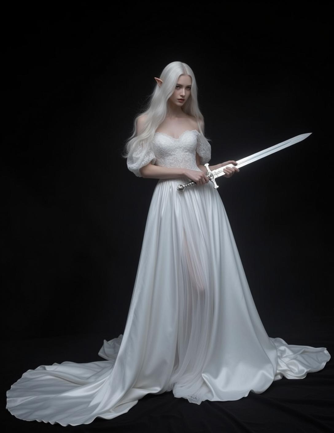 White Satin Corset Elf Portrait reference photo