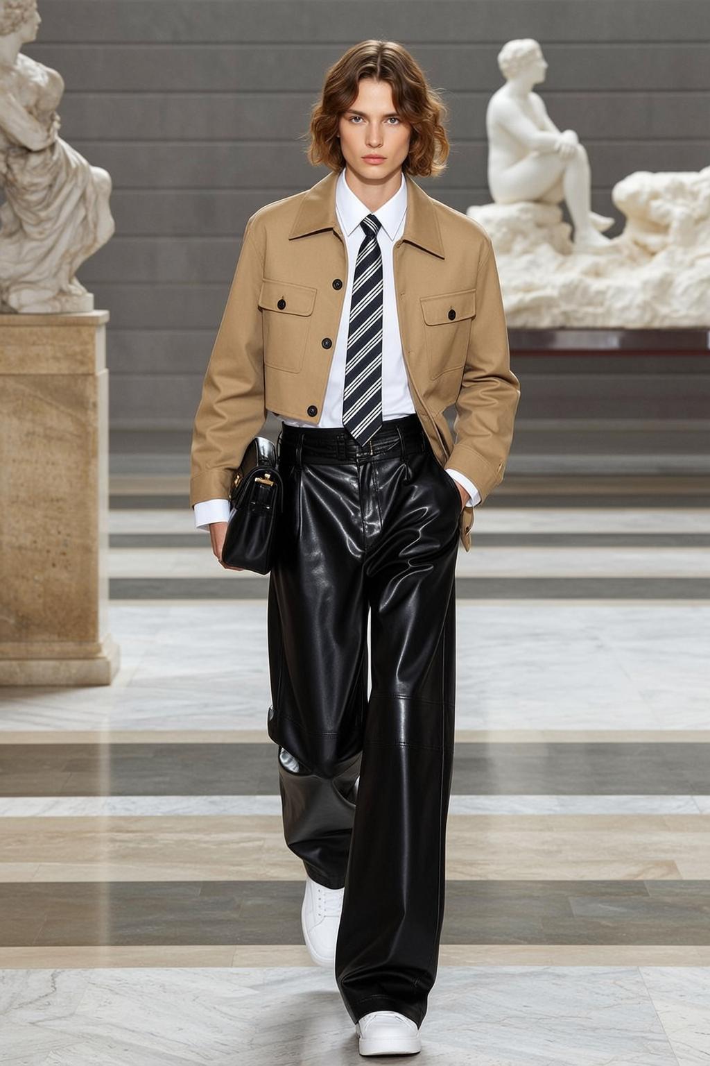 Androgynous Model Museum Fashion Editorial reference photo