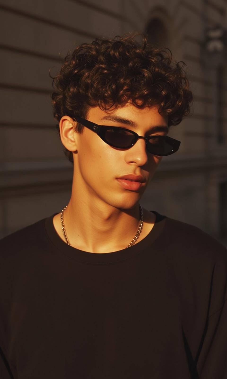 Young Short Curly Brown Light Tan Black reference photo