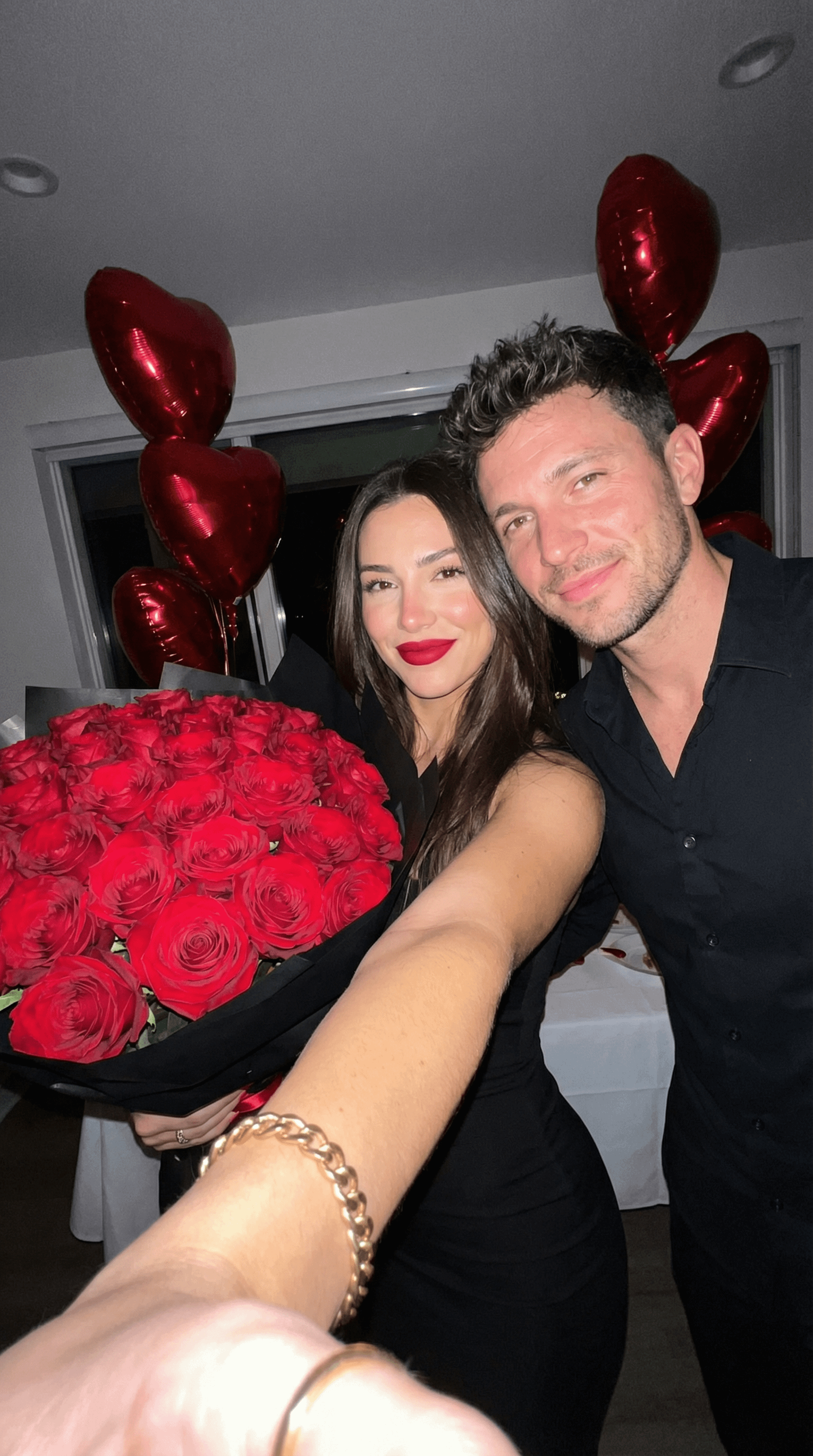 Realistic Couple Night Selfie Red Roses