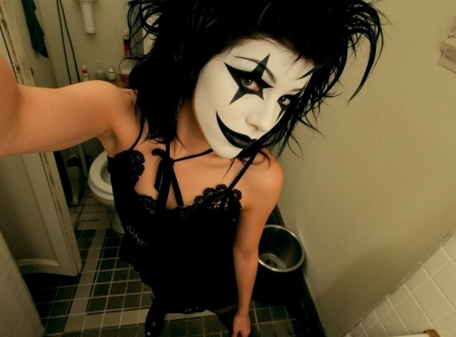 Halloween Makeup Young Black Messy Styled Upwards reference photo