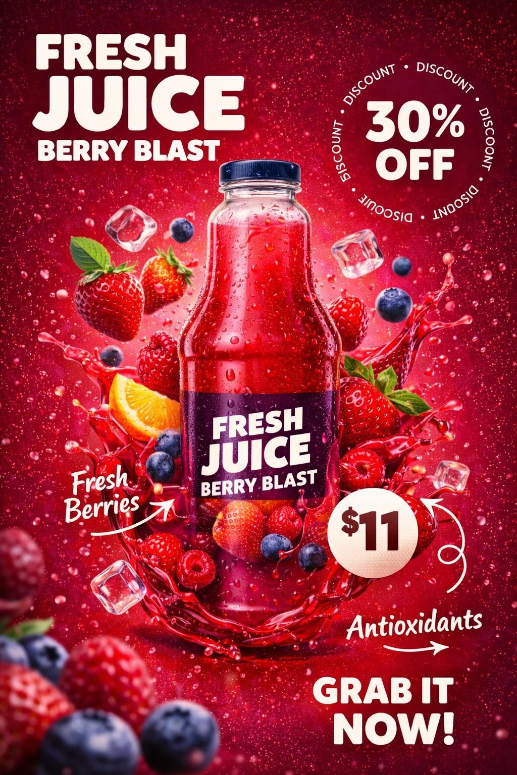 Realistic Juice Bottle Poster Splash