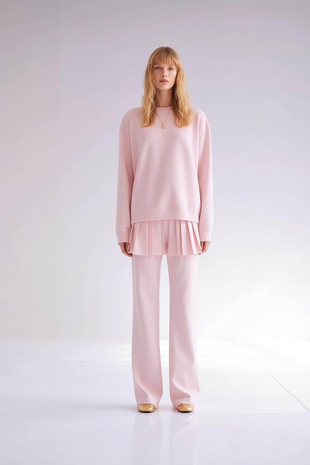 Pink Sweatshirt Wide Leg Pants reference photo