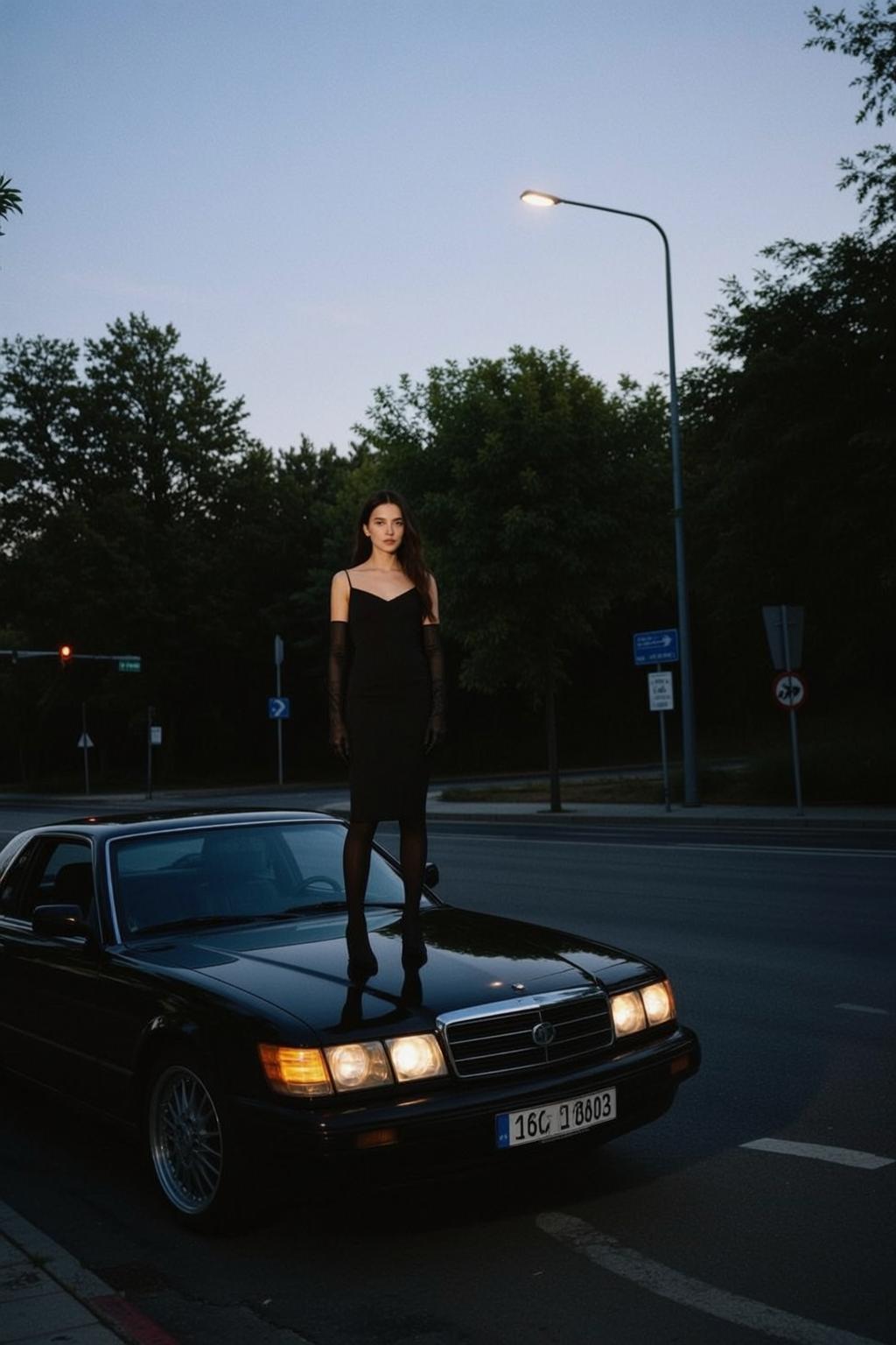 Dress Black Sheer Gloves Car reference photo