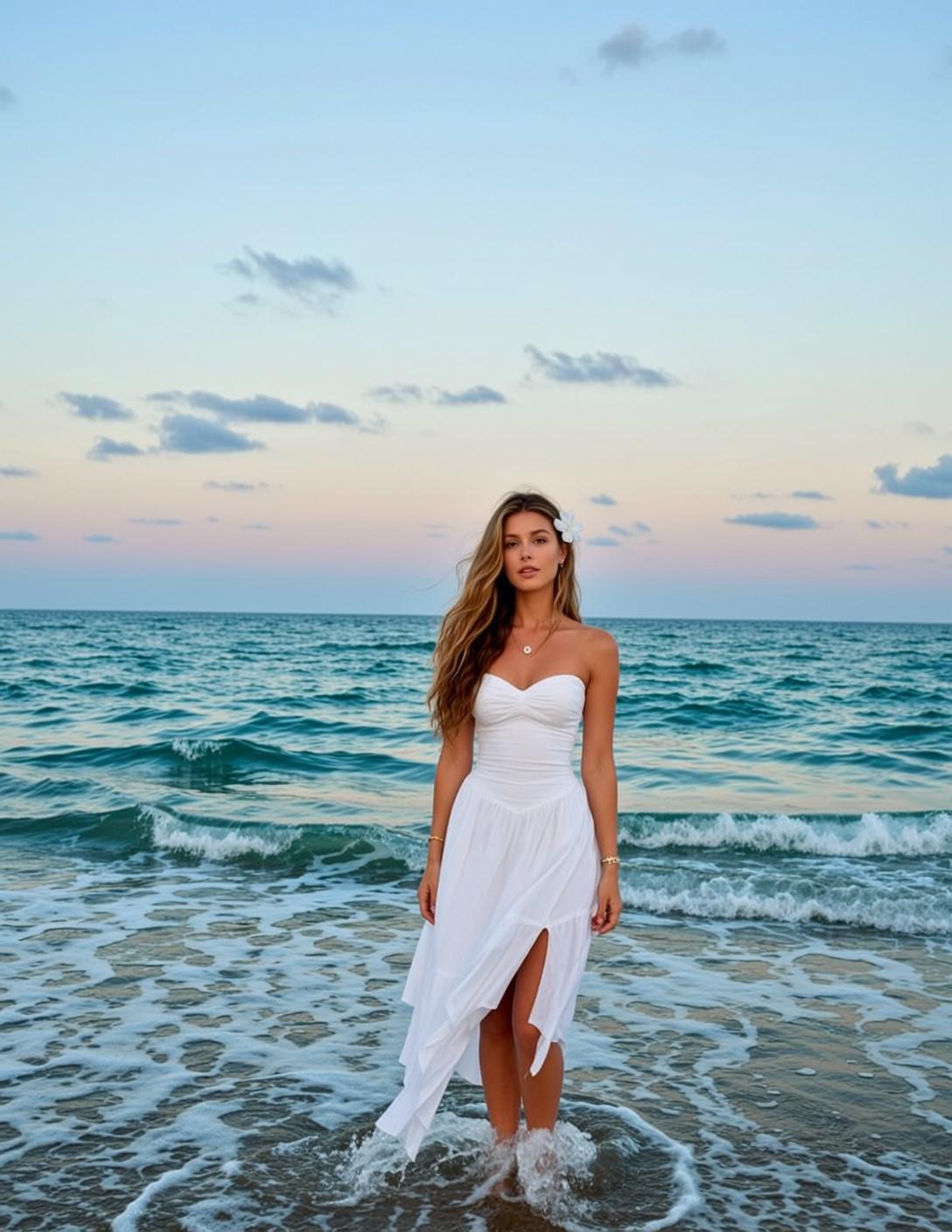White Dress Shoreline Portrait reference photo