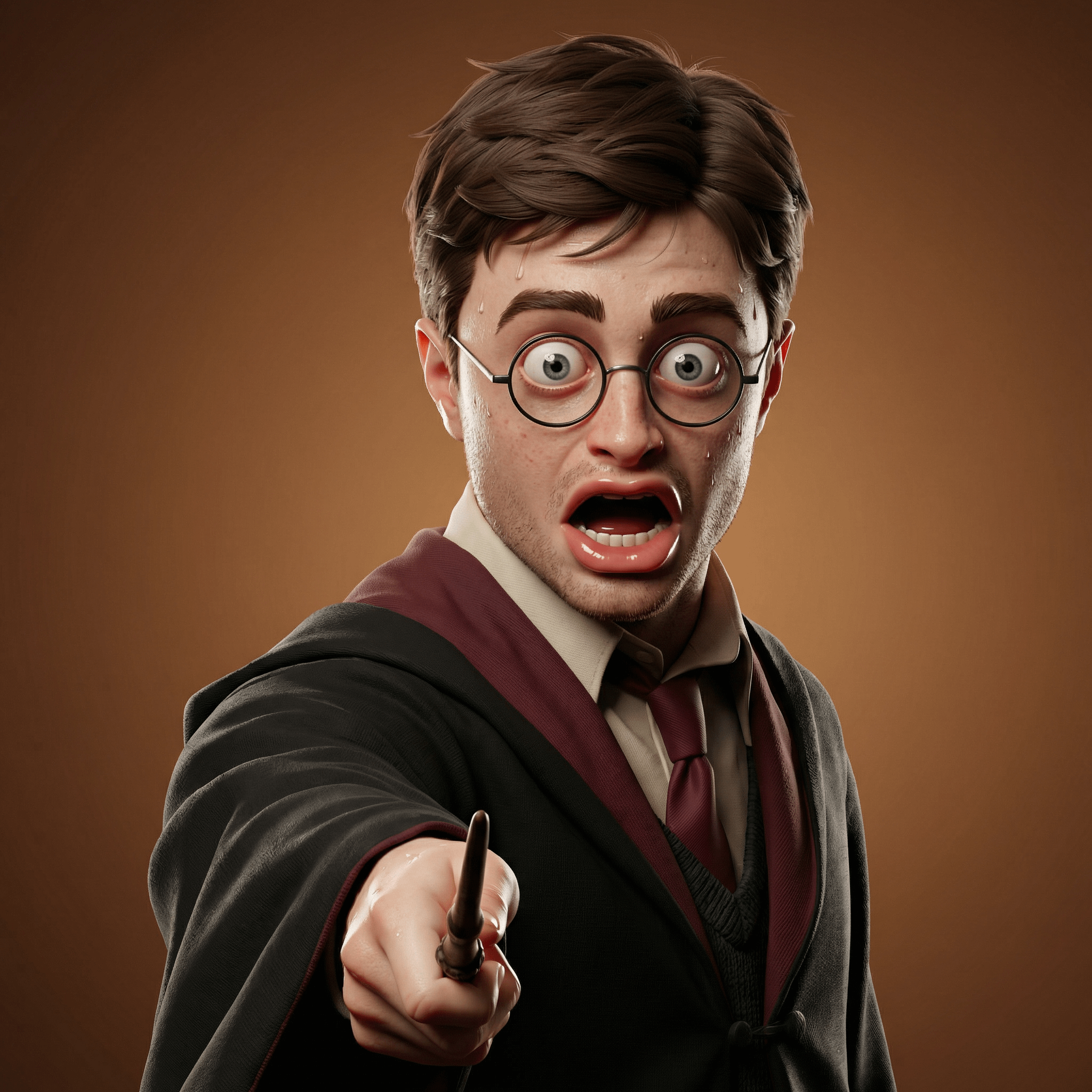 Wizard Startled Medium Shot Warm Brown