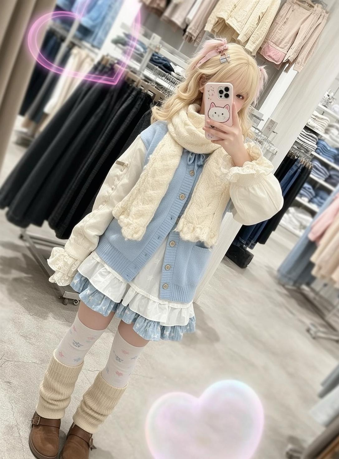 Blue Cardigan Cat Case Selfie reference photo